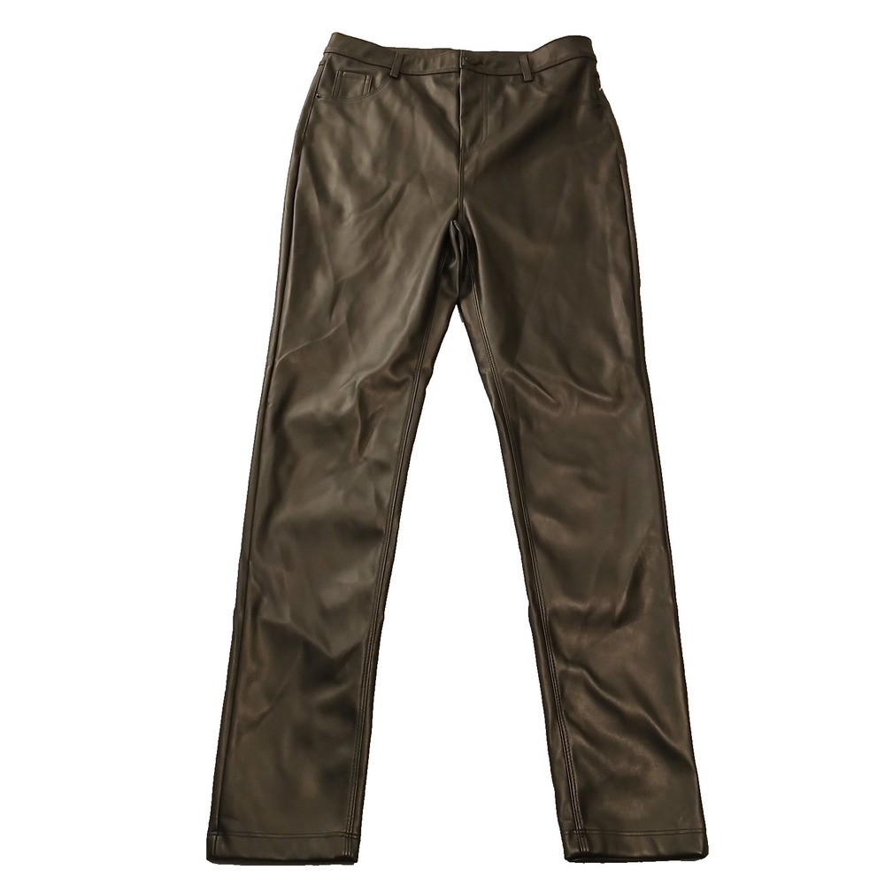 Chocolate USA Faux Leather Pants Womens Size M Black Seams Skinny Ankle